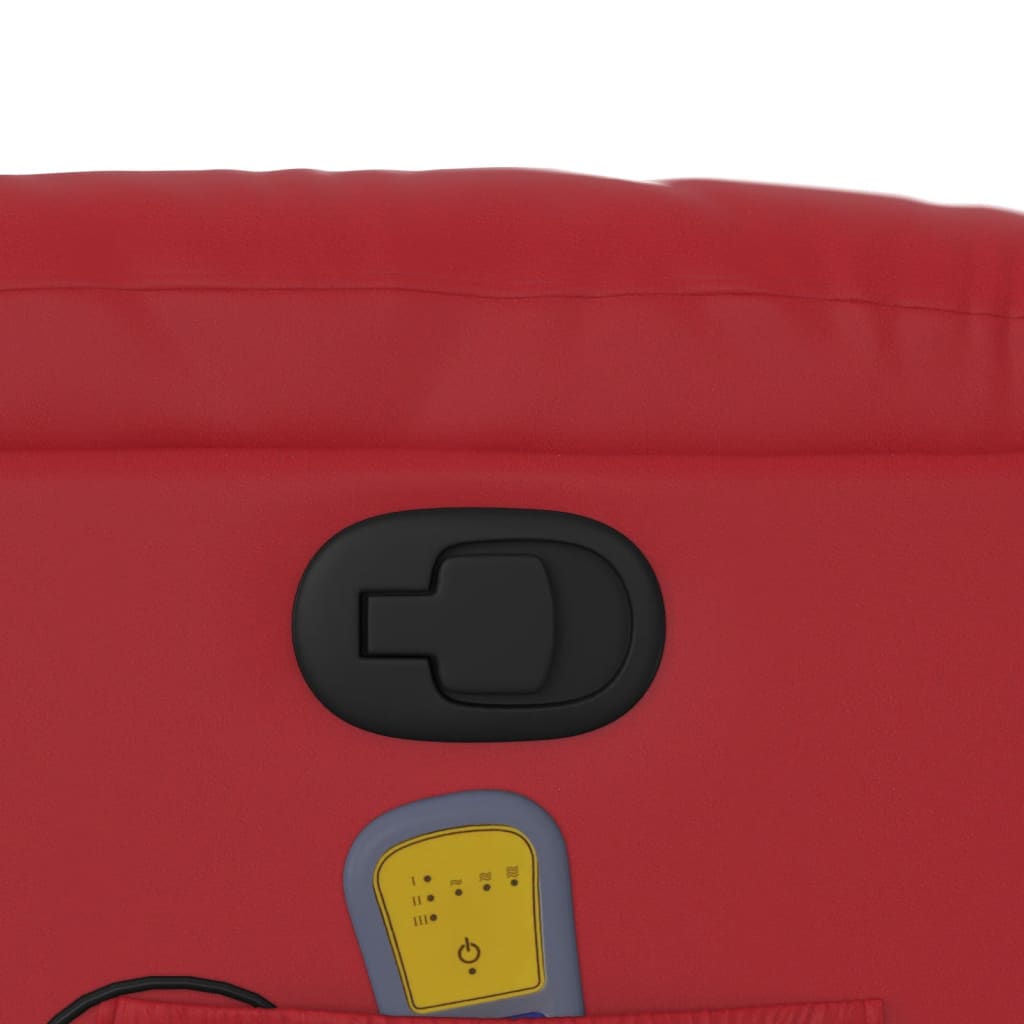 Reclining massage chair, red, artificial leather