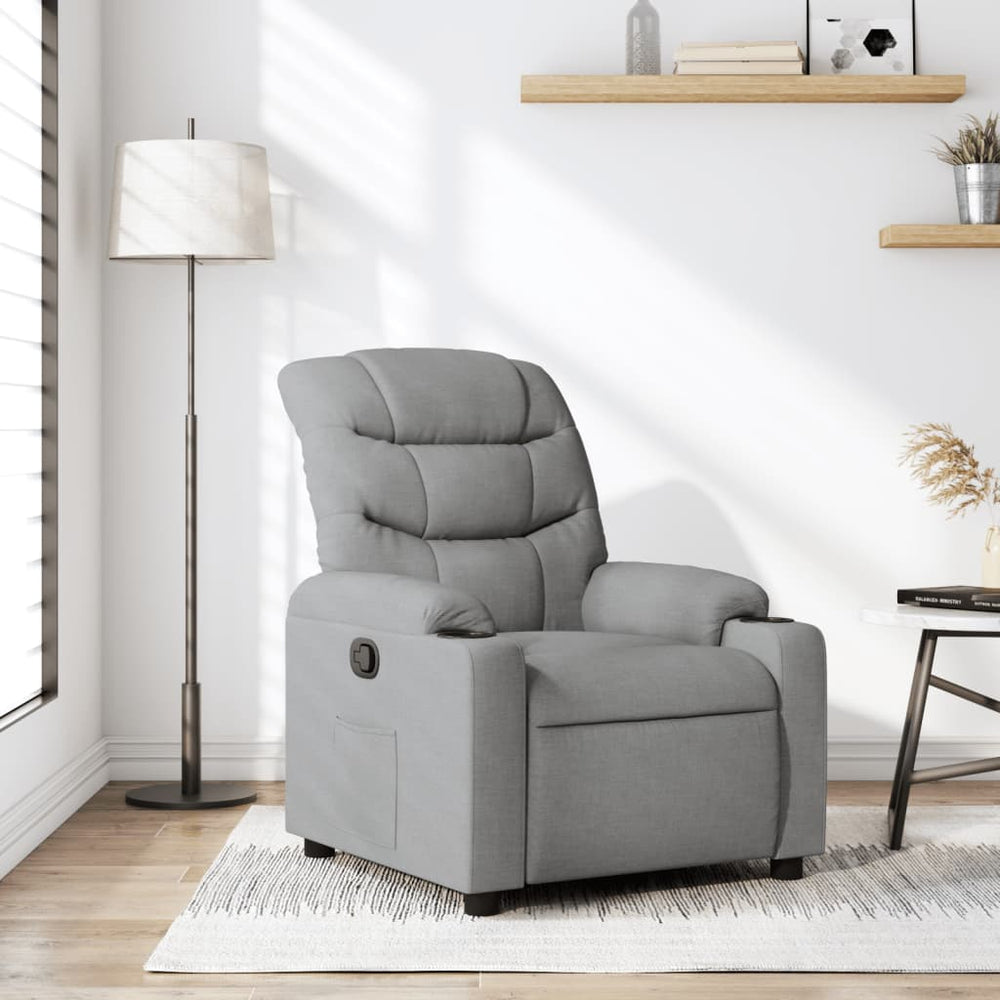 Recliner, light grey, fabric