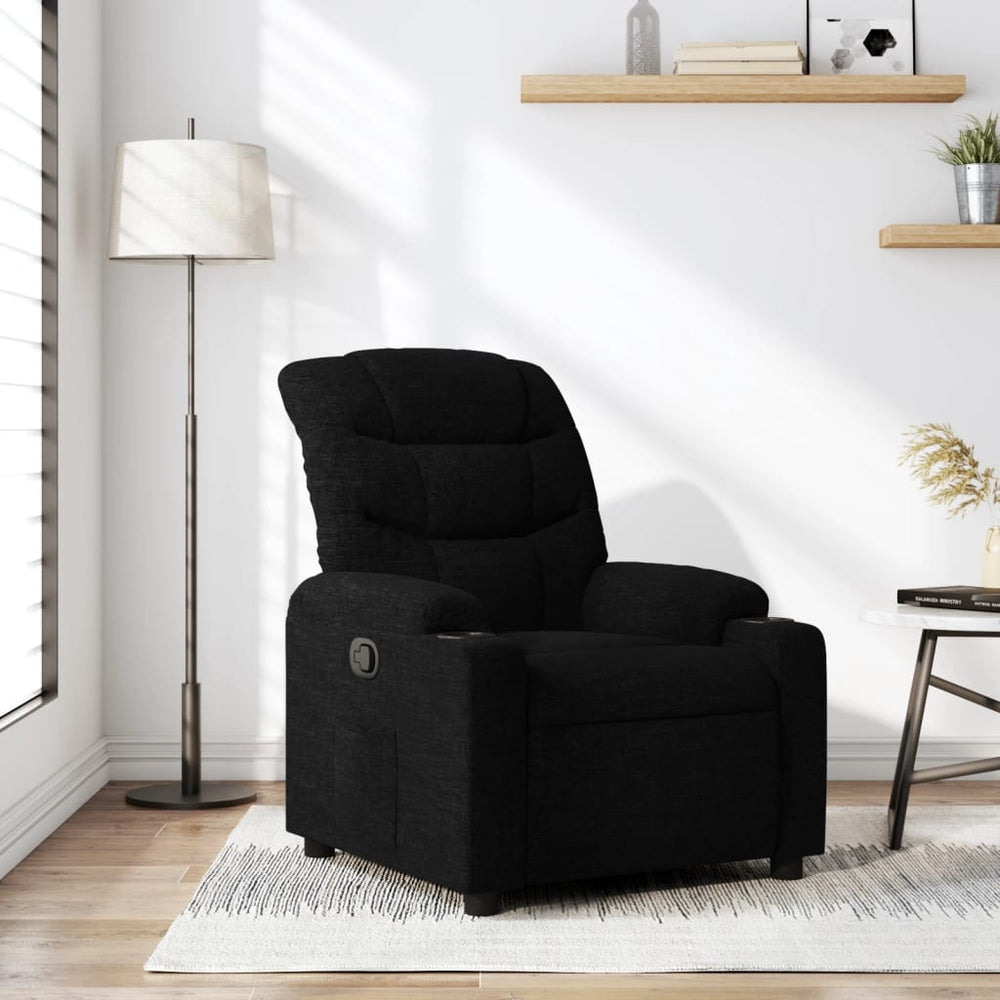 Recliner, black, fabric