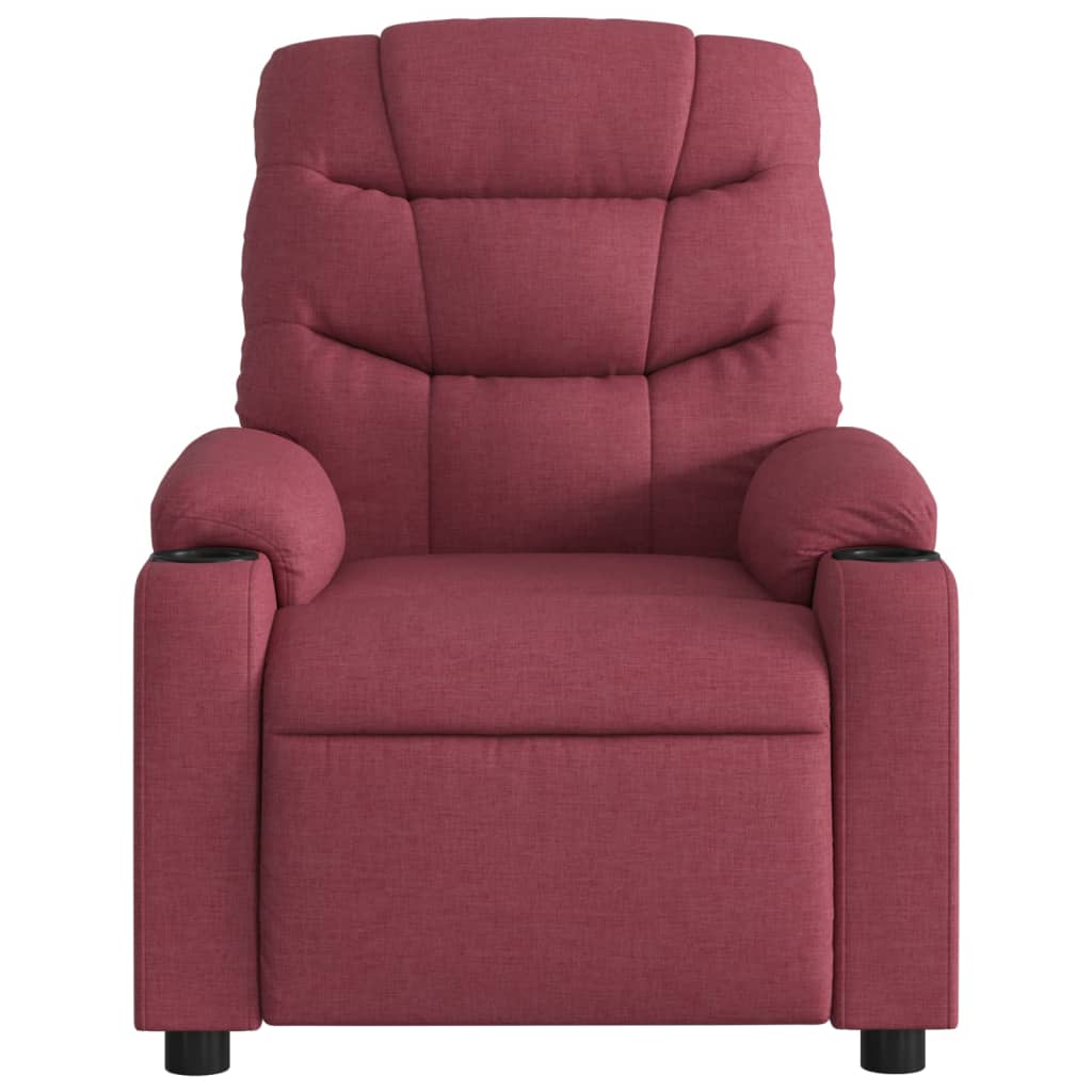 Recliner, burgundy, fabric