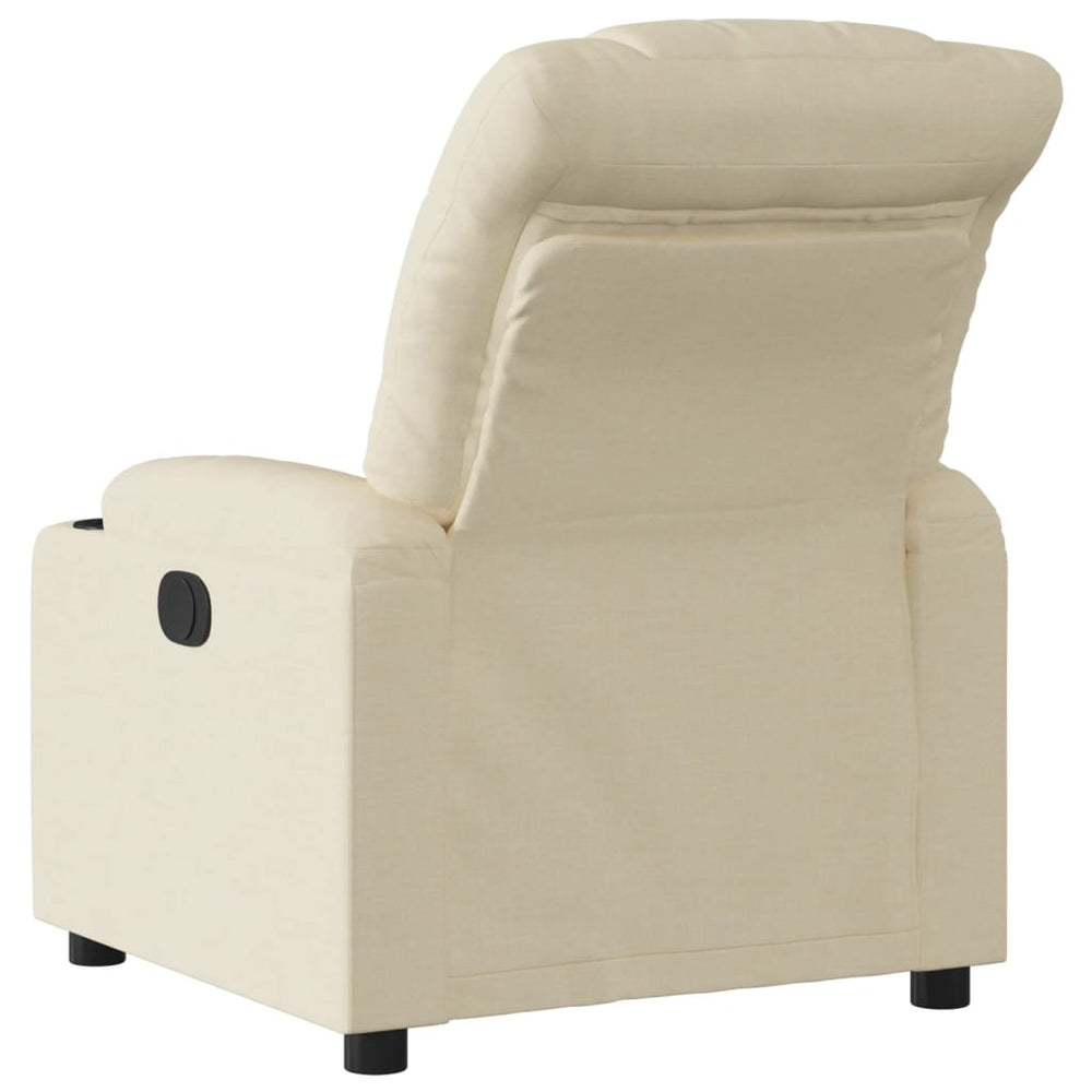 Recliner armchair, cream-colored, fabric