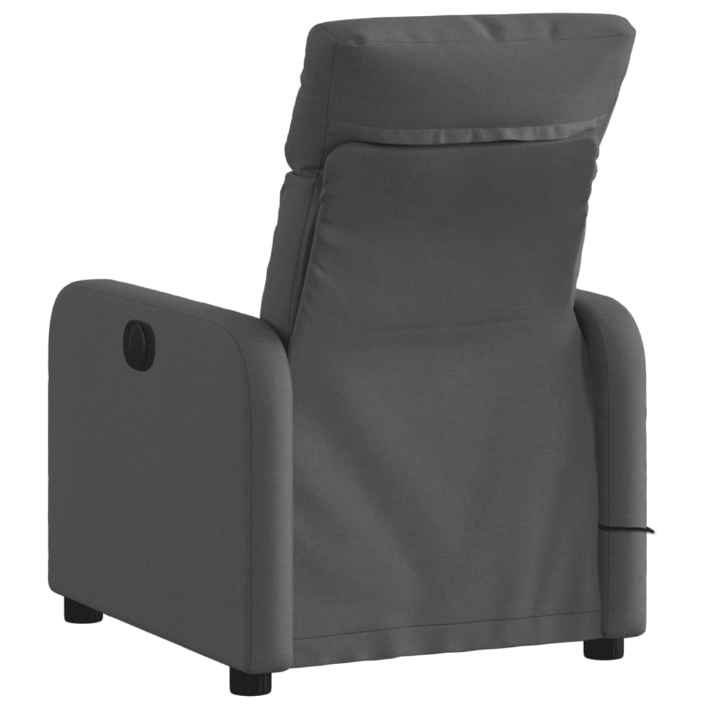 Reclining massage armchair, dark grey, fabric