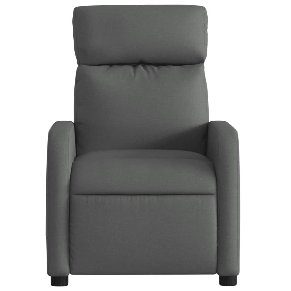 Reclining massage armchair, dark grey, fabric