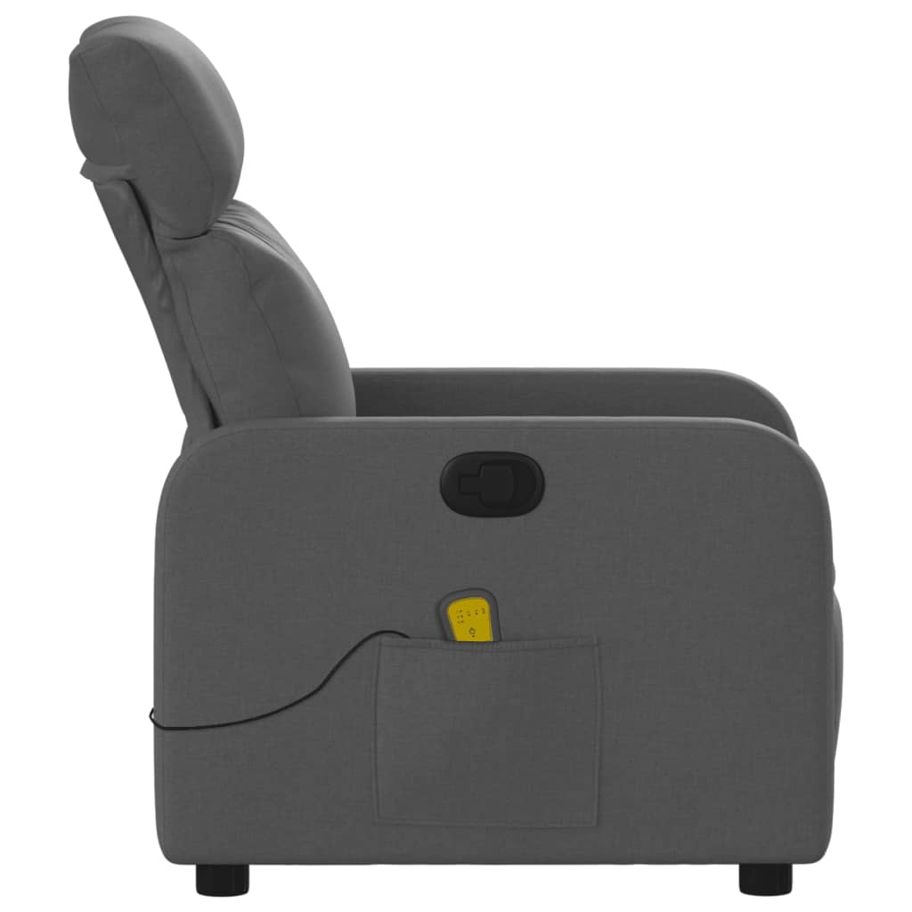 Reclining massage armchair, dark grey, fabric
