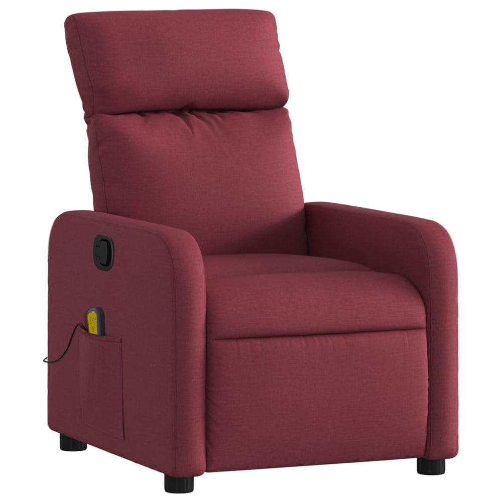 Reclining massage chair, red wine color, fabric