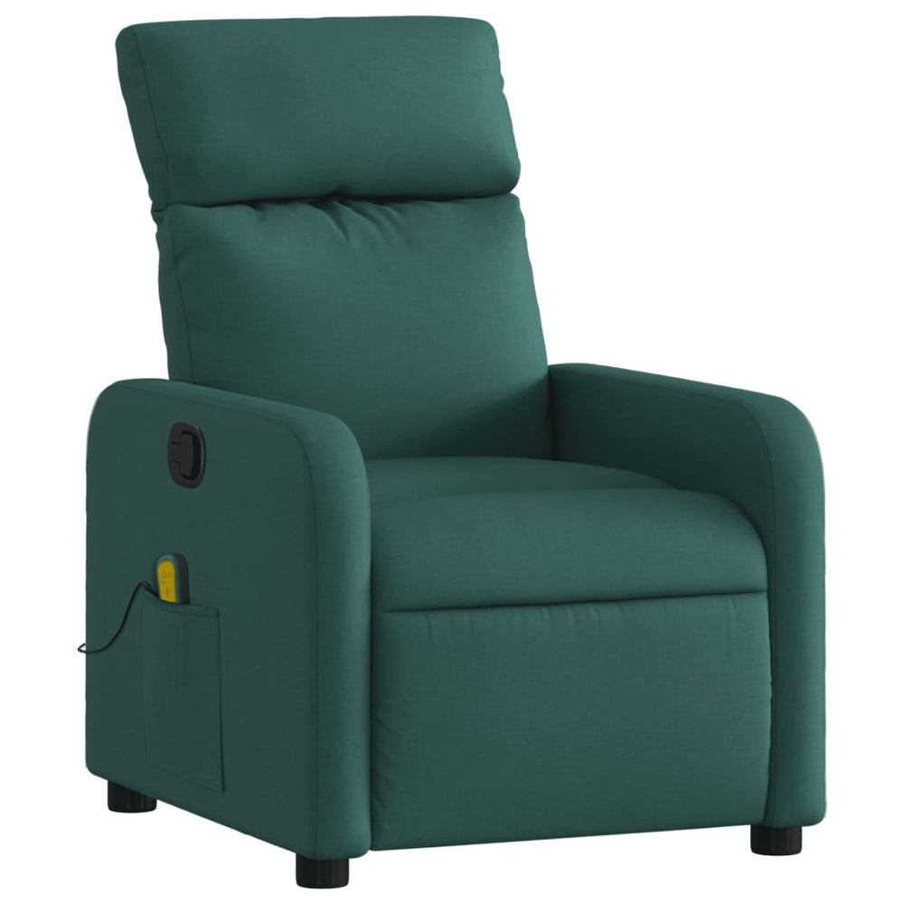 Reclining massage chair, dark green, fabric