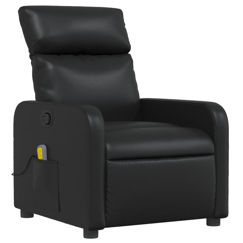 Reclining massage chair, black, artificial leather