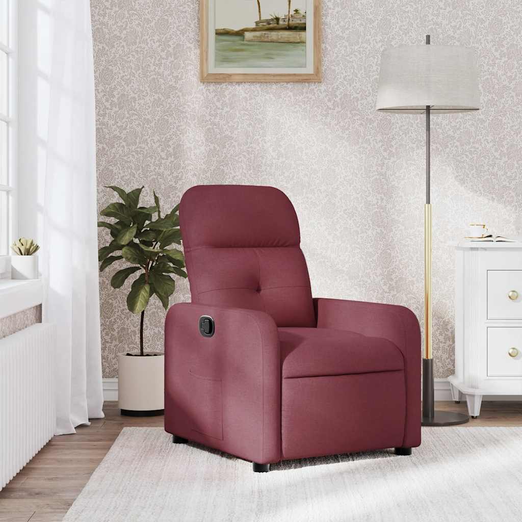 Recliner, burgundy, fabric