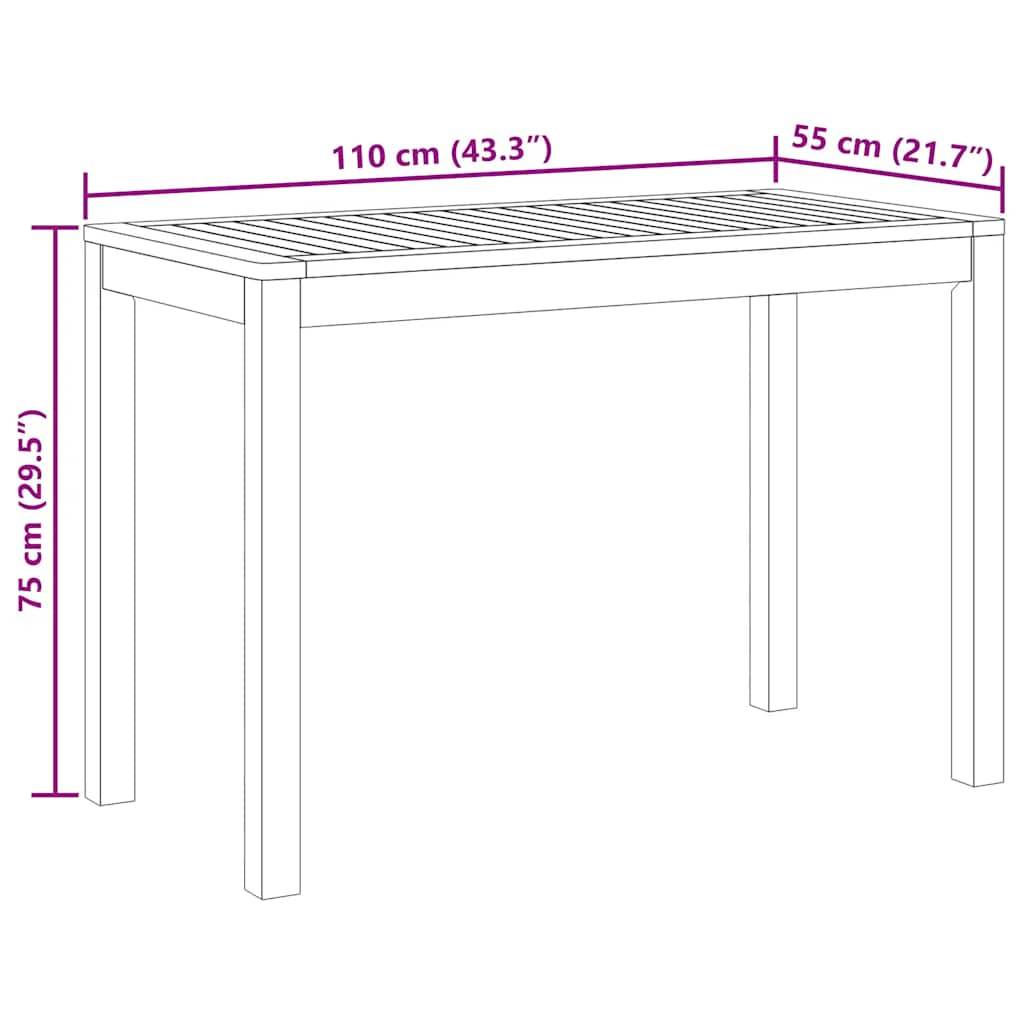 Sodo valgomojo stalas, 110x55x75cm, akacijos medienos masyvas