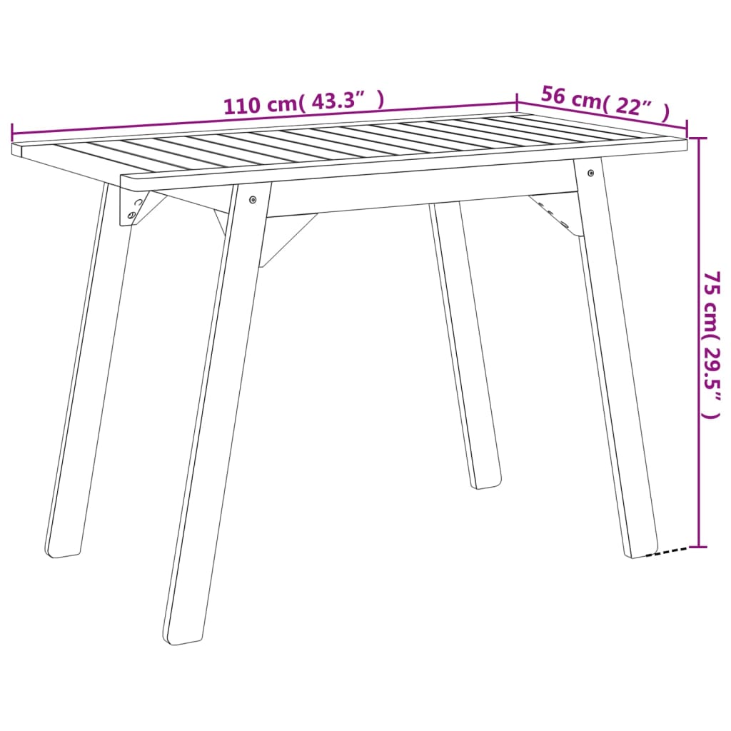 Sodo valgomojo stalas, 110x56x75cm, akacijos medienos masyvas