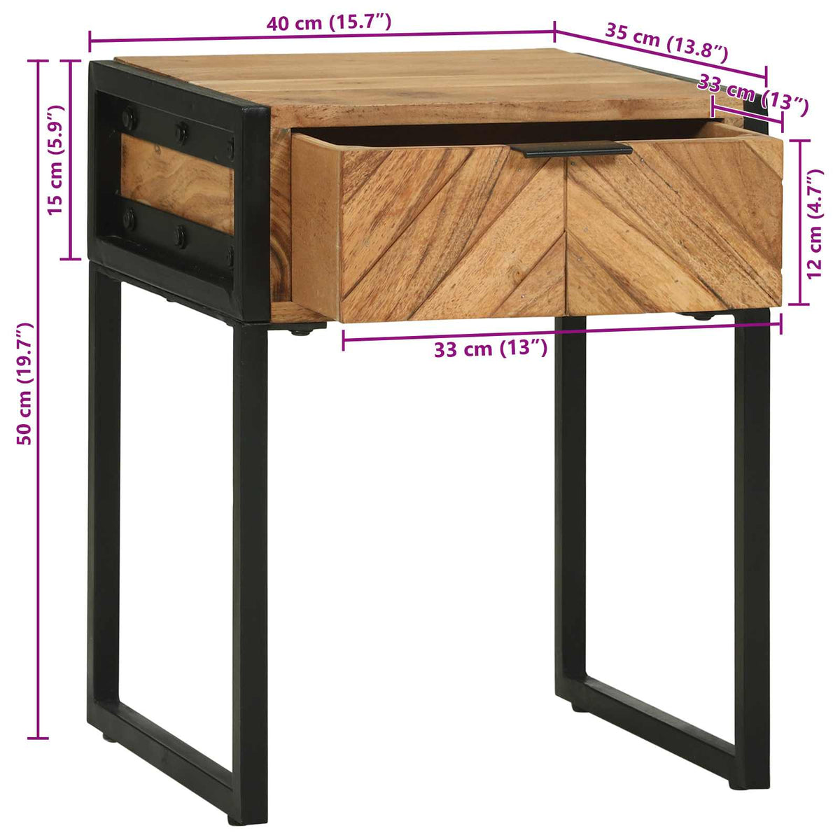 Bedside cabinet with drawer Brown 40 x 35 x 50 cm