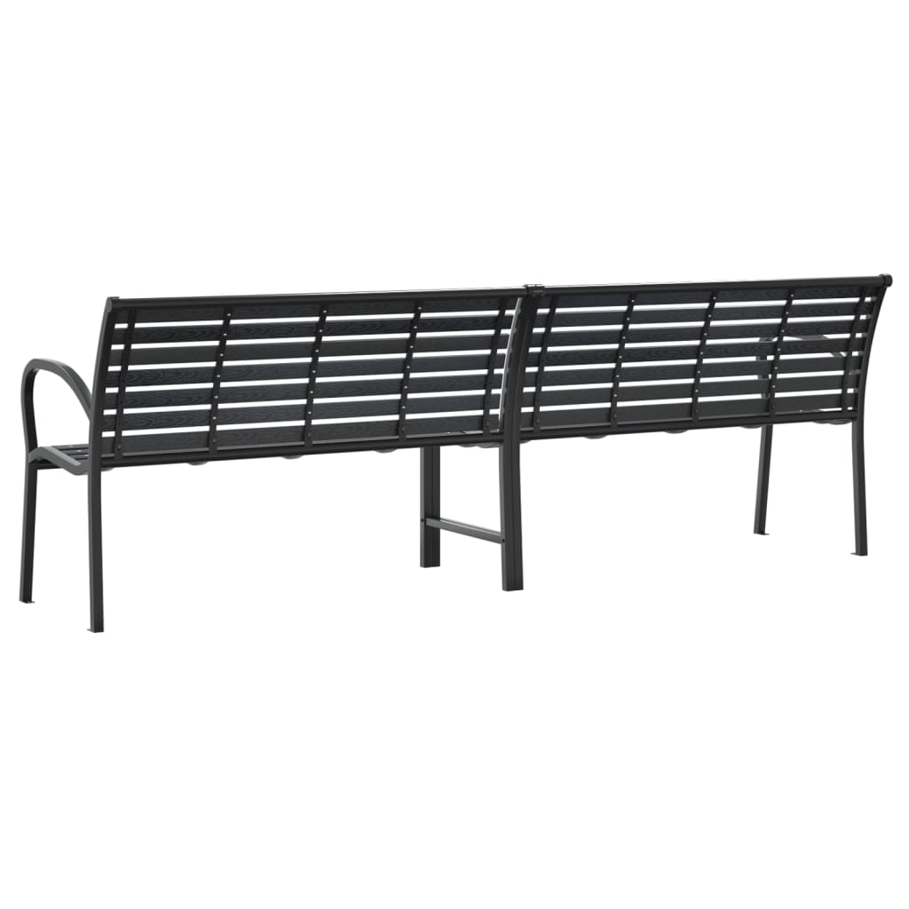 Dvigubas sodo suoliukas, juodos spalvos, 231cm, plienas ir WPC