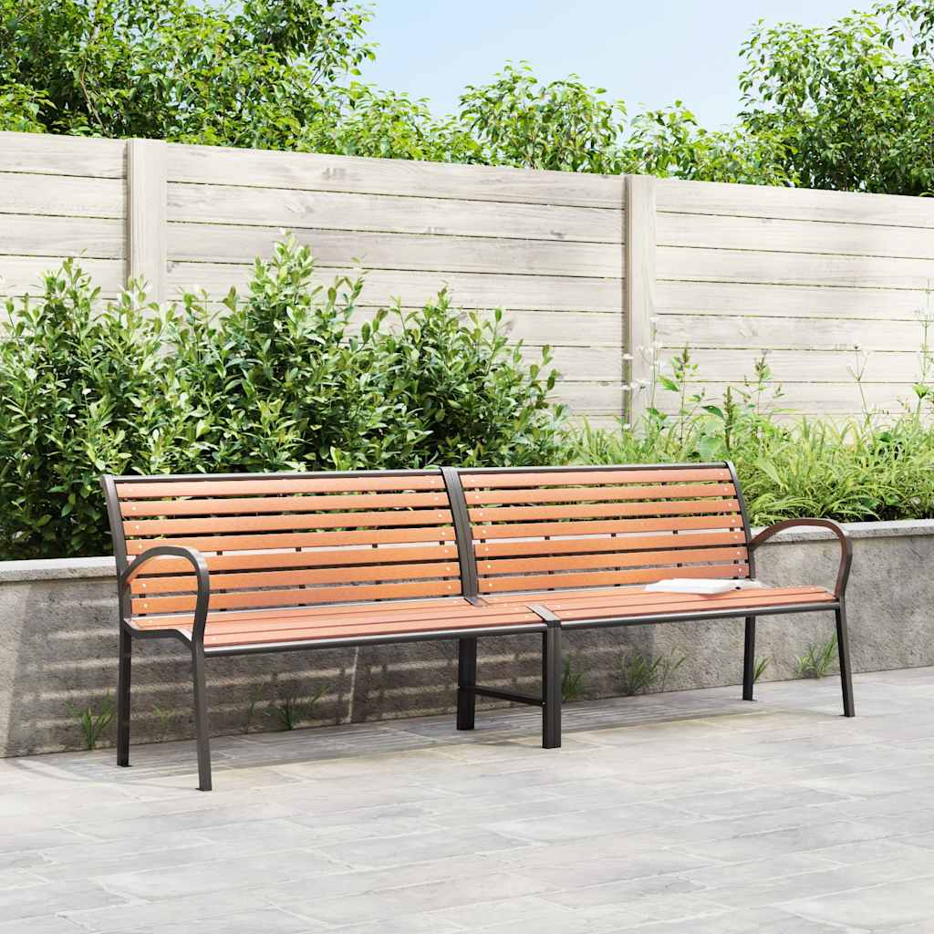 Garden bench, brown, 231cm, wood and steel