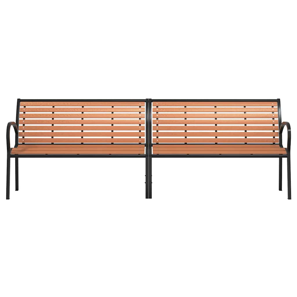 Garden bench, brown, 231cm, wood and steel