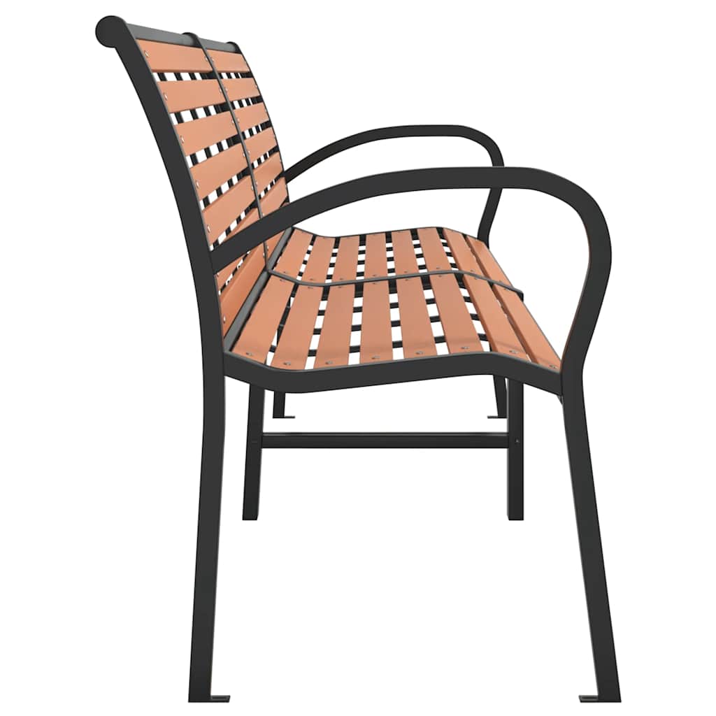 Garden bench, brown, 231cm, wood and steel