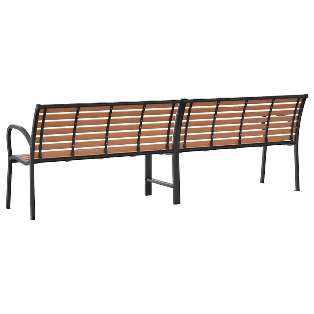 Garden bench, brown, 231cm, wood and steel
