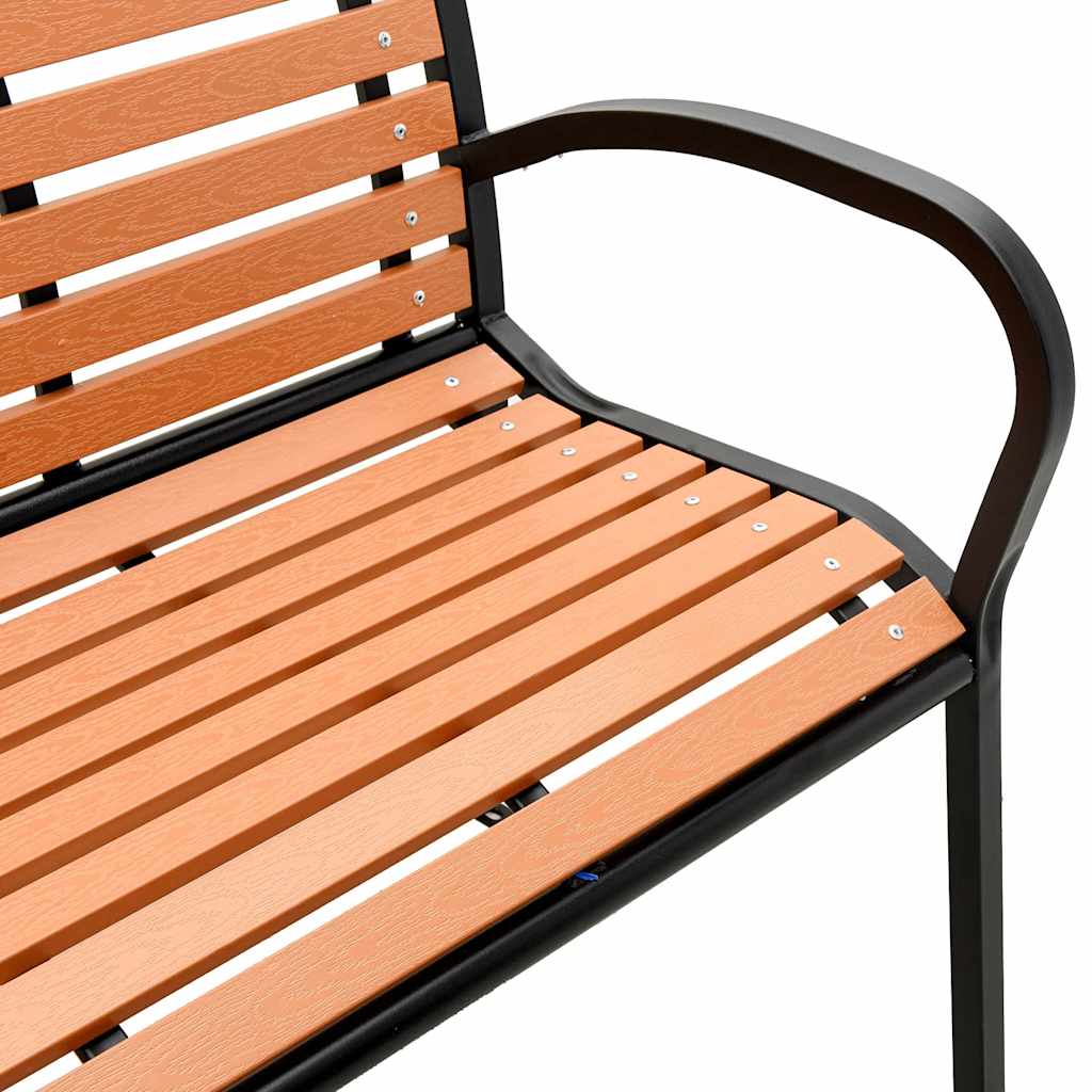 Garden bench, brown, 231cm, wood and steel