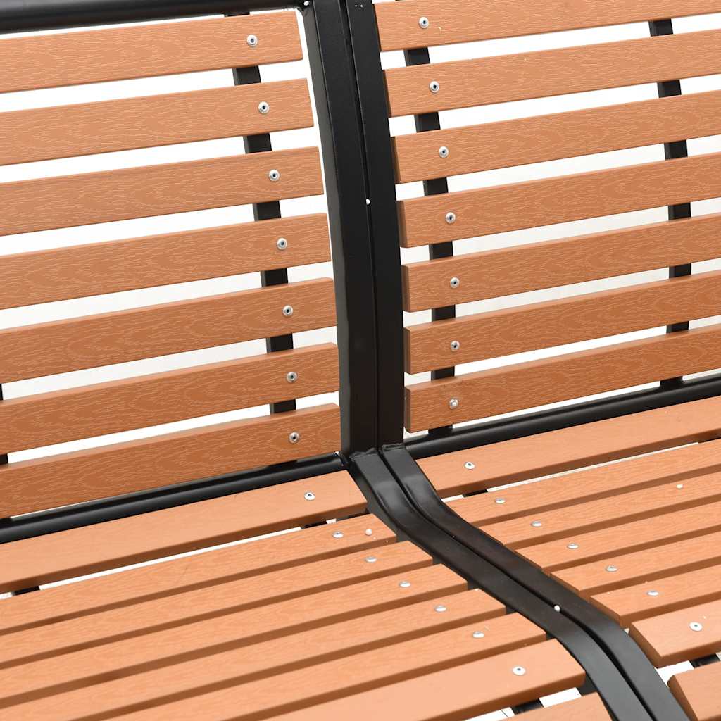 Garden bench, brown, 231cm, wood and steel