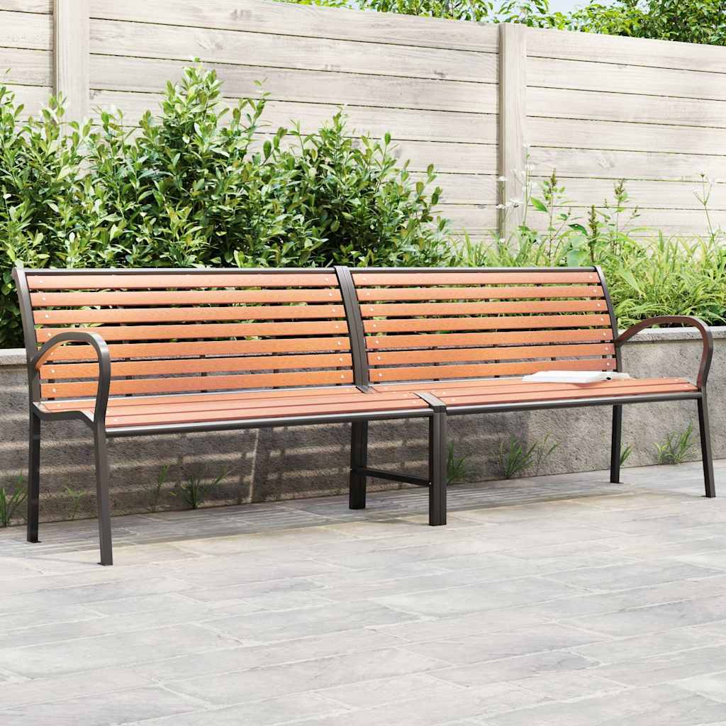 Garden bench, brown, 231cm, wood and steel