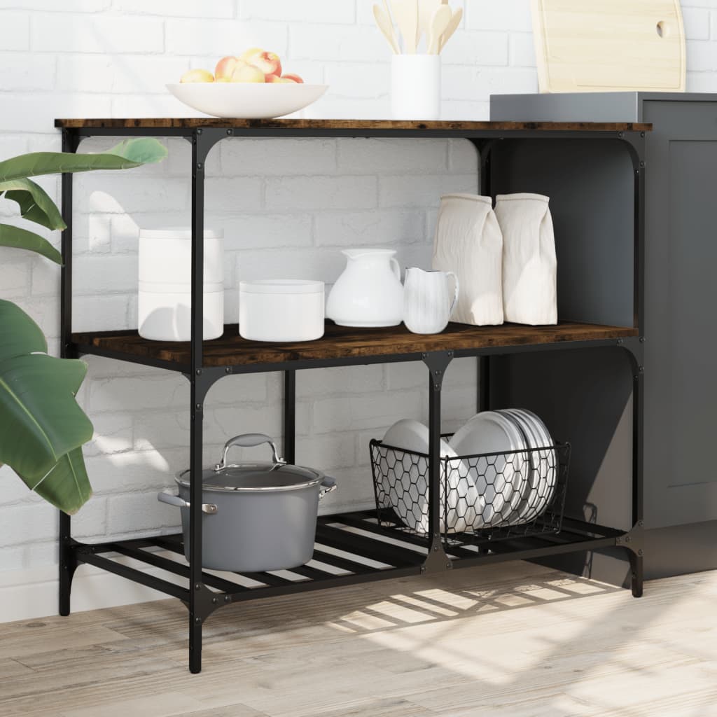 Kitchen trolley, smoke oak, 100x50x95cm, wood