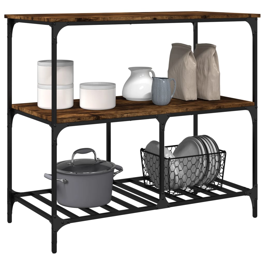 Kitchen trolley, smoke oak, 100x50x95cm, wood