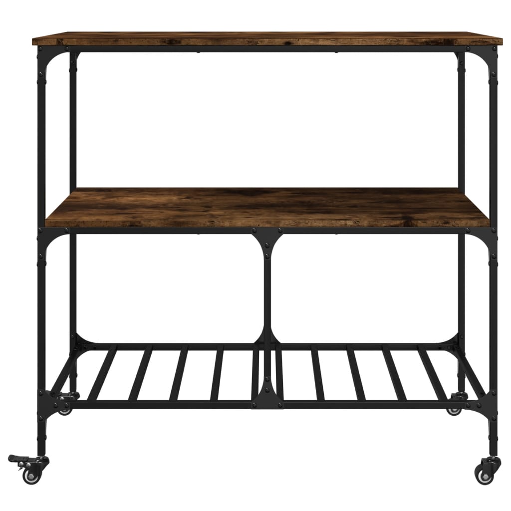 Kitchen trolley, smoke oak, 100x50x95cm, wood