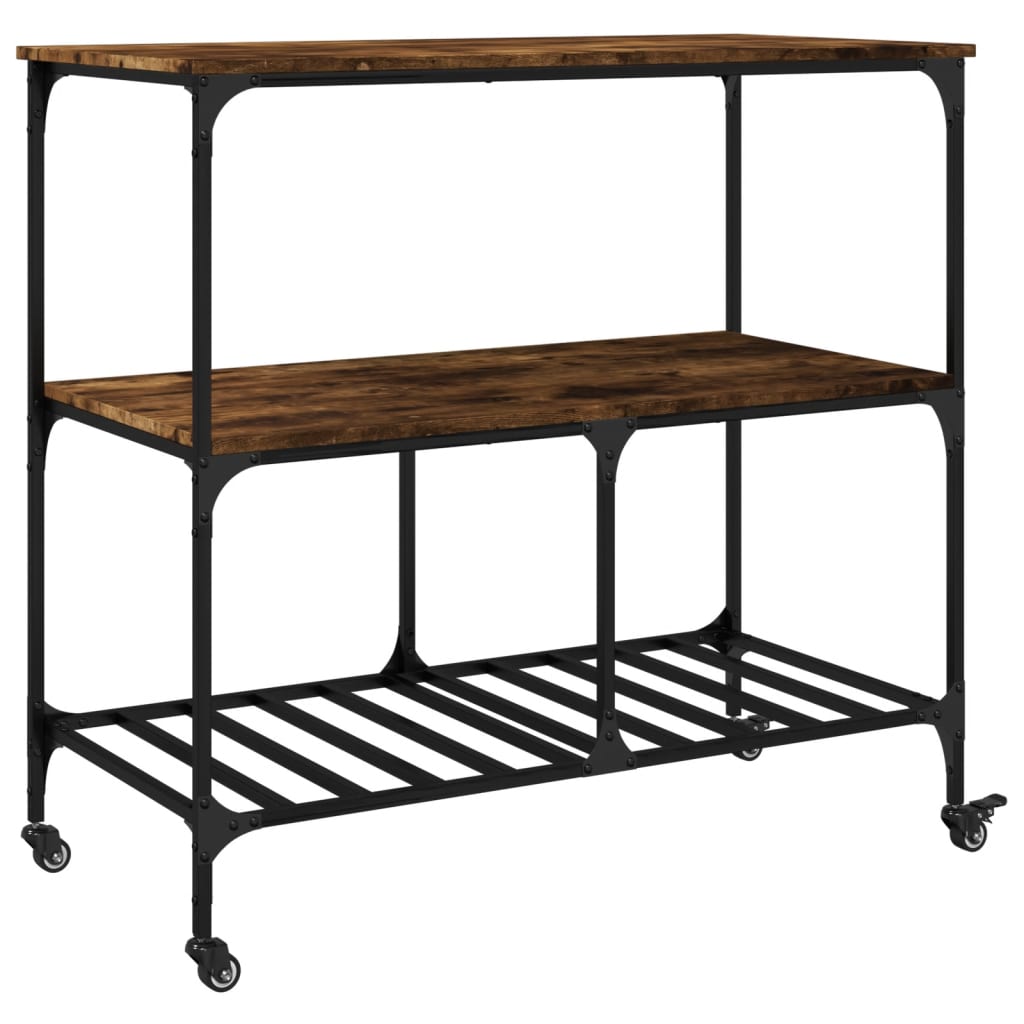 Kitchen trolley, smoke oak, 100x50x95cm, wood