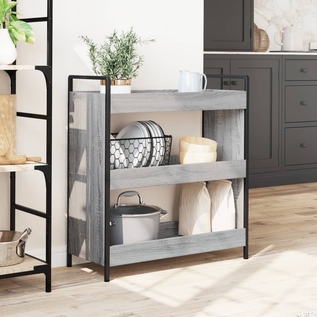 Kitchen trolley, grey oak, 70x30x82cm, engineered wood