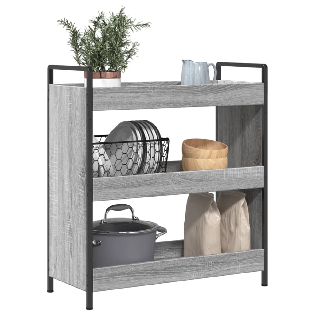 Kitchen trolley, grey oak, 70x30x82cm, engineered wood