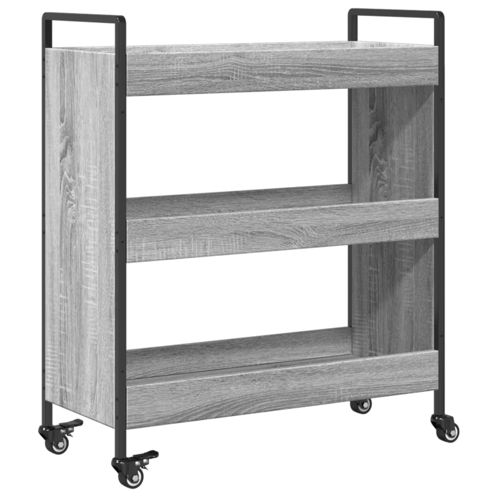 Kitchen trolley, grey oak, 70x30x82cm, engineered wood