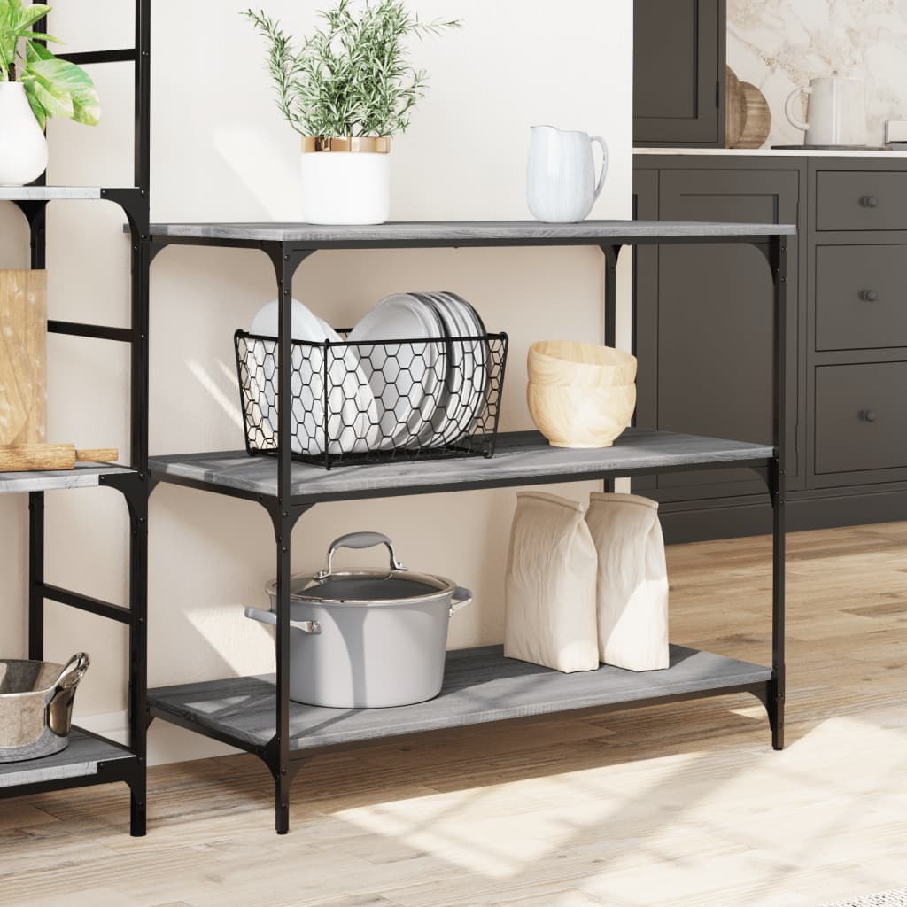 Kitchen trolley, grey oak, 102x50x95cm, wood