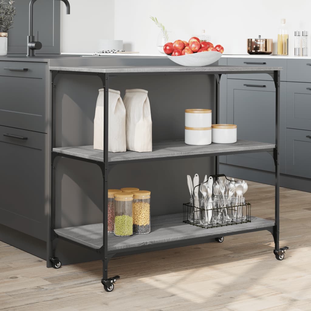 Kitchen trolley, grey oak, 102x50x95cm, wood