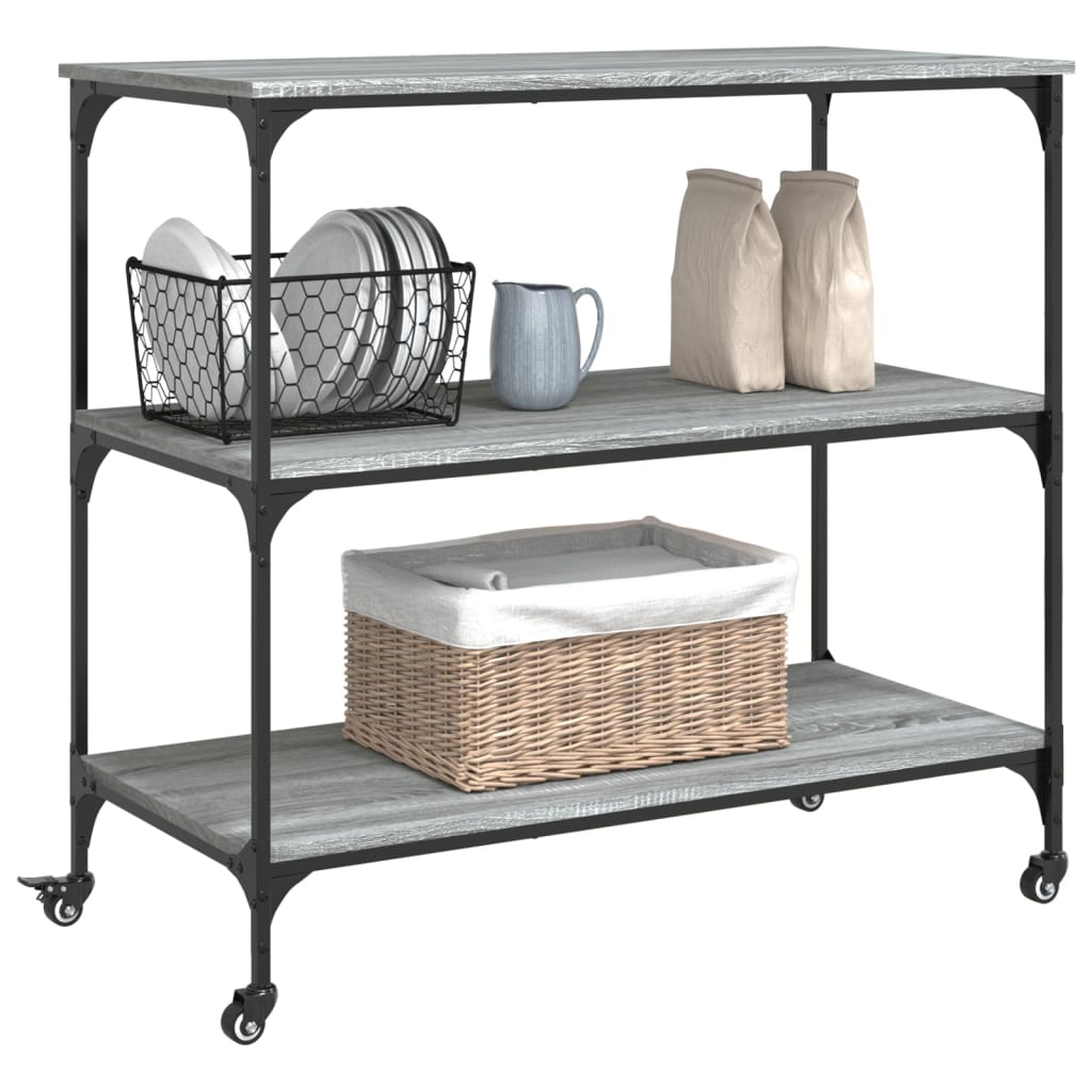 Kitchen trolley, grey oak, 102x50x95cm, wood