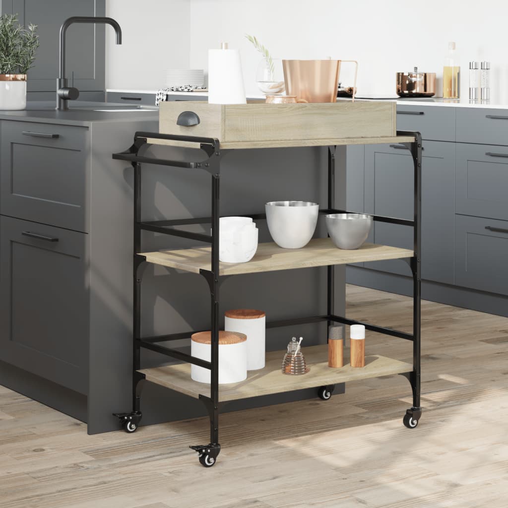 Kitchen trolley, oak, 81.5x41x92.5cm, treated wood