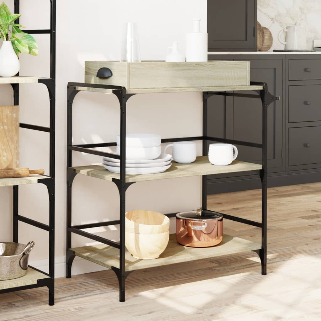 Kitchen trolley, oak, 81.5x41x92.5cm, treated wood