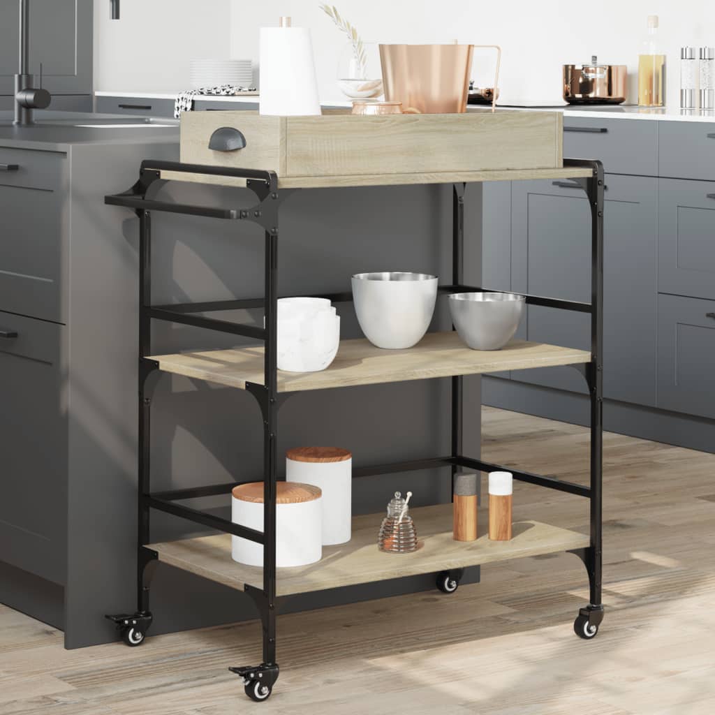 Kitchen trolley, oak, 81.5x41x92.5cm, treated wood