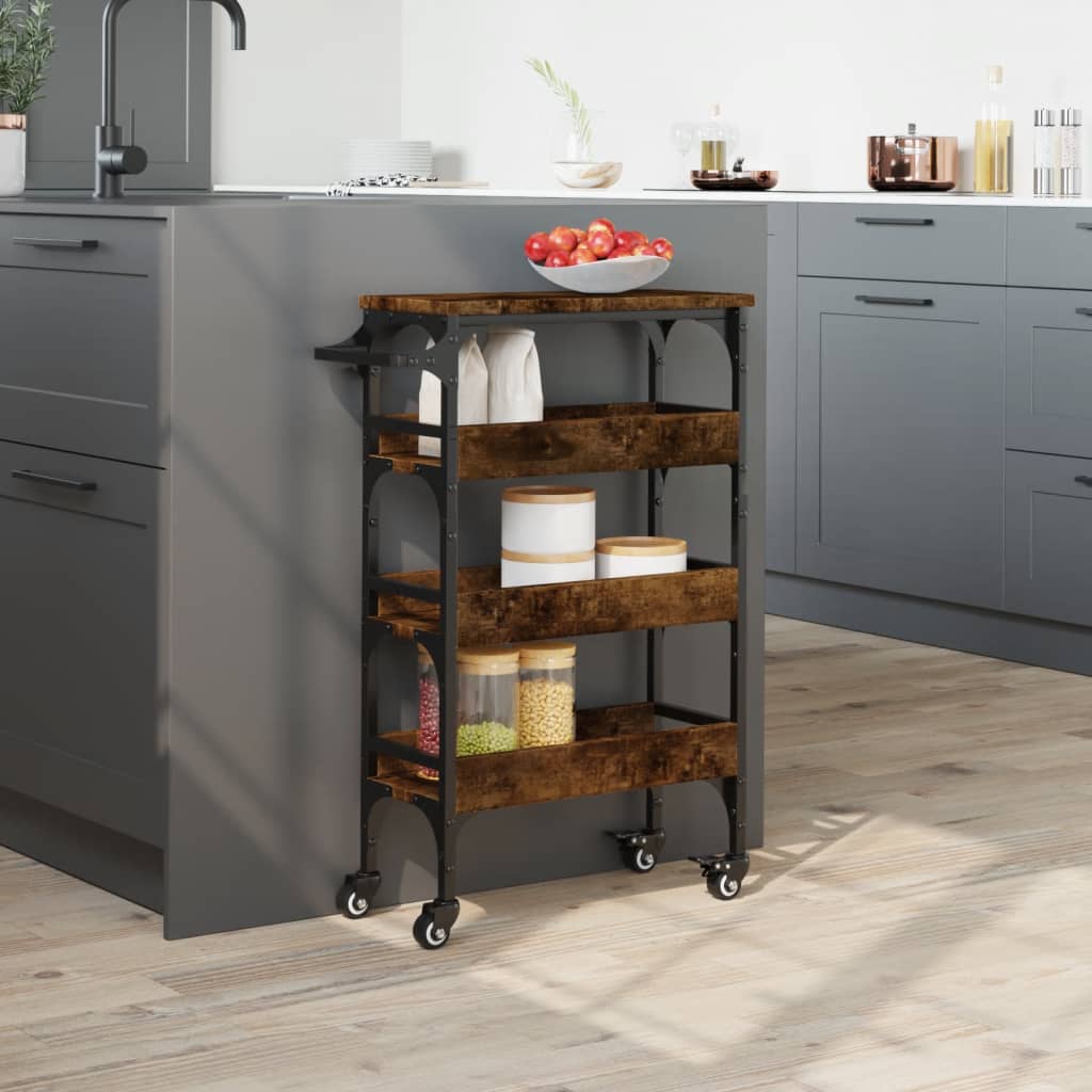 Kitchen trolley, smoke oak, 53x20x76cm, wood