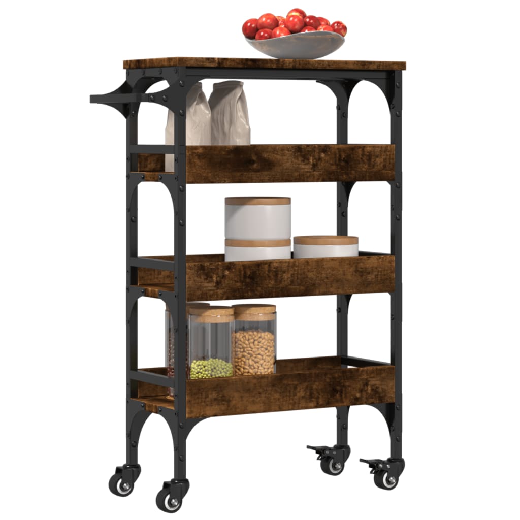 Kitchen trolley, smoke oak, 53x20x76cm, wood