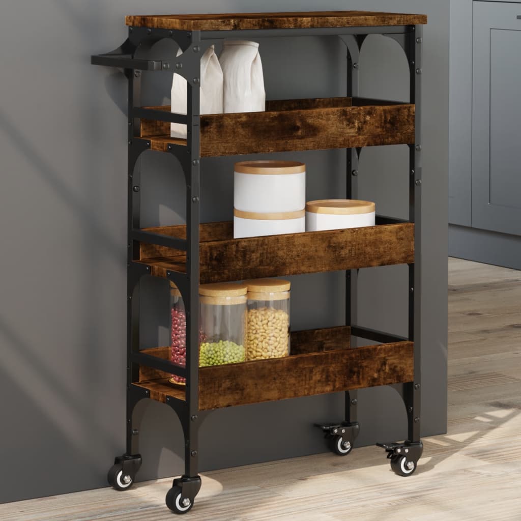Kitchen trolley, smoke oak, 53x20x76cm, wood