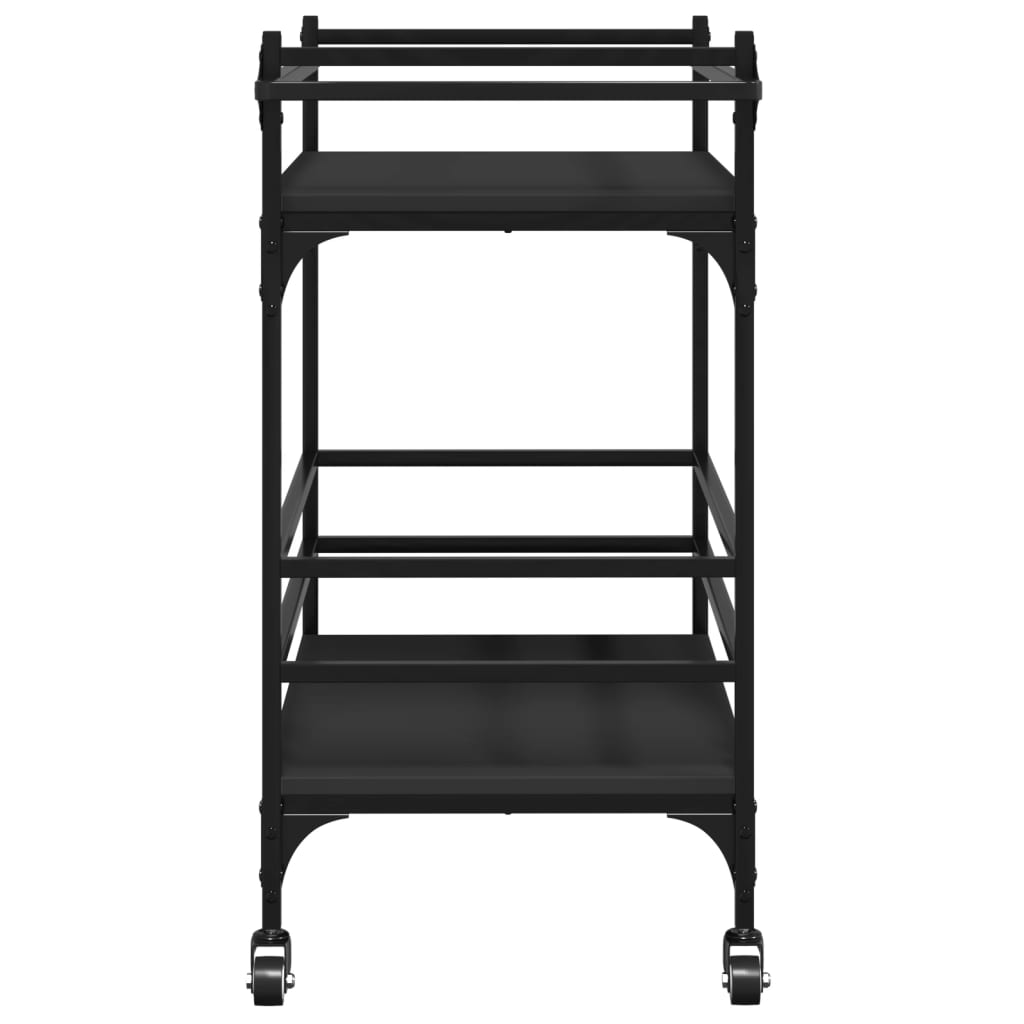 Kitchen trolley, black, 82x40x78.5cm, engineered wood