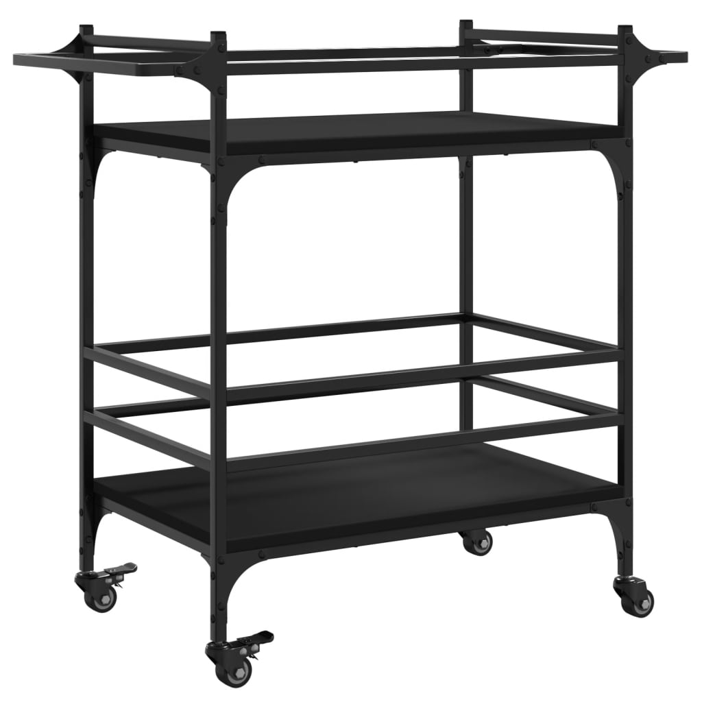Kitchen trolley, black, 82x40x78.5cm, engineered wood