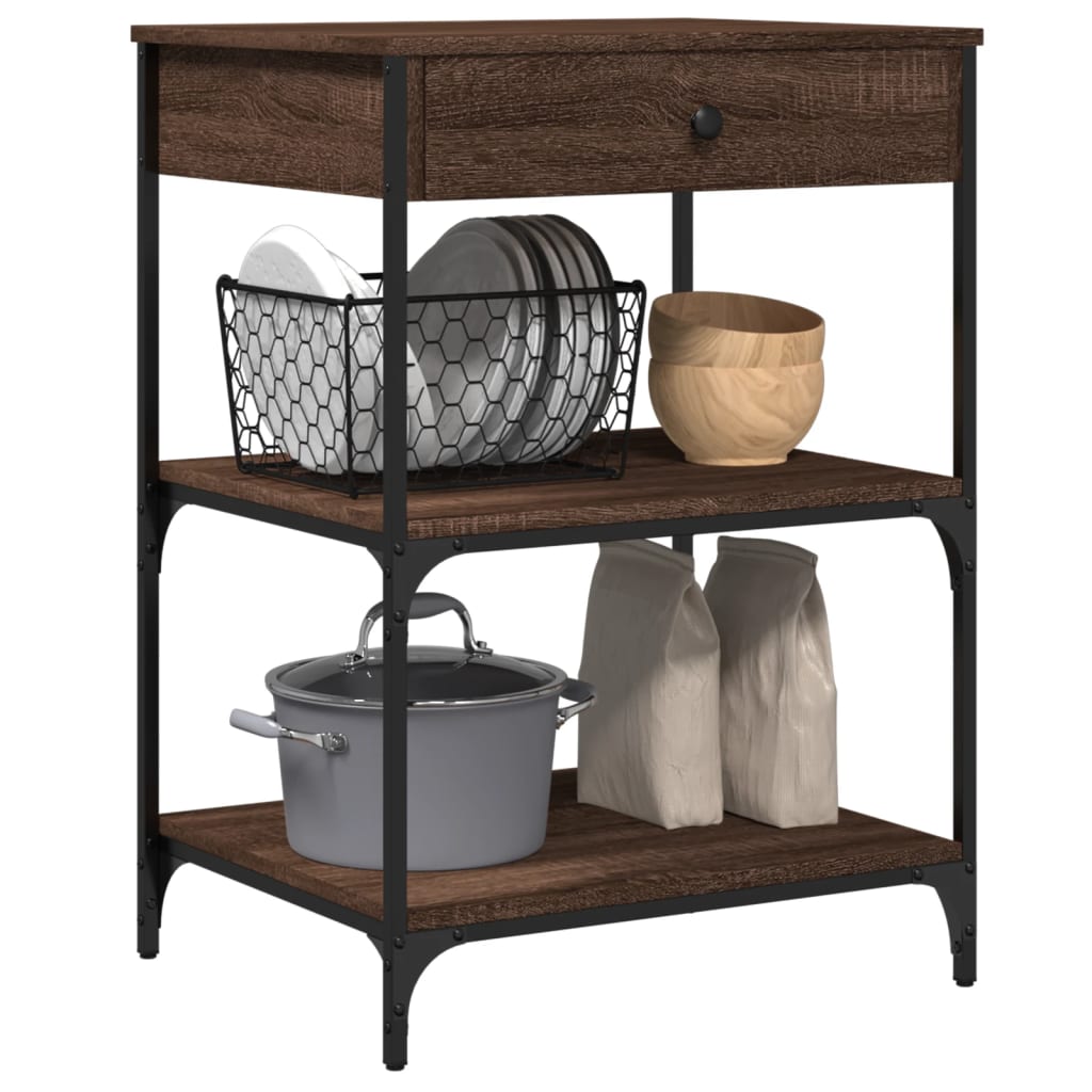Kitchen trolley, brown oak, 60x48x89.5cm, wood