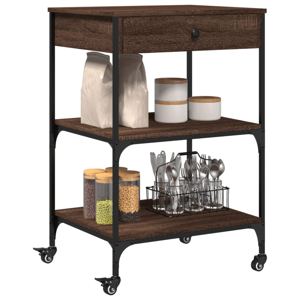 Kitchen trolley, brown oak, 60x48x89.5cm, wood