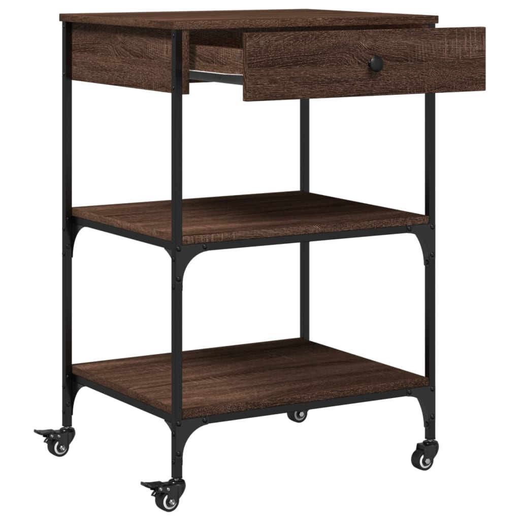 Kitchen trolley, brown oak, 60x48x89.5cm, wood