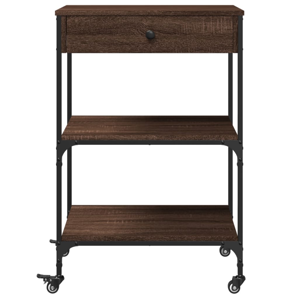 Kitchen trolley, brown oak, 60x48x89.5cm, wood