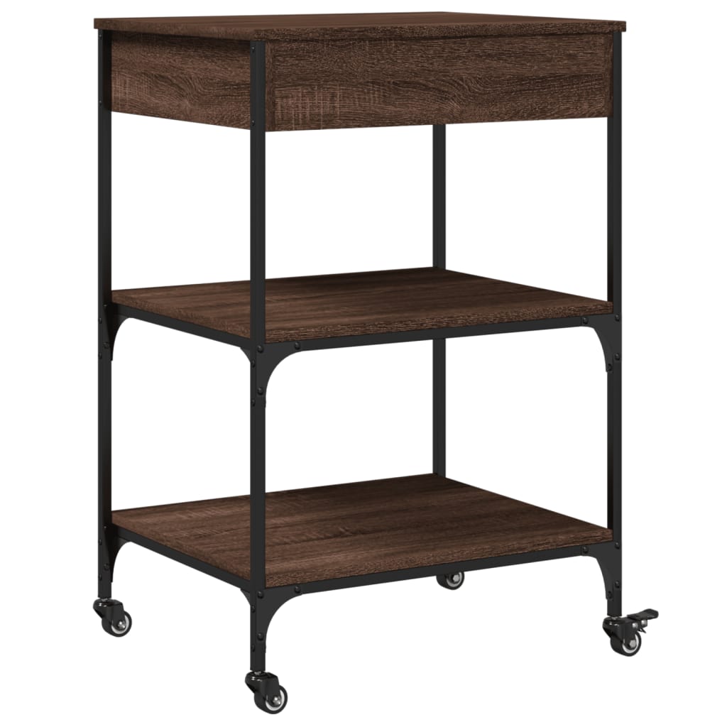 Kitchen trolley, brown oak, 60x48x89.5cm, wood