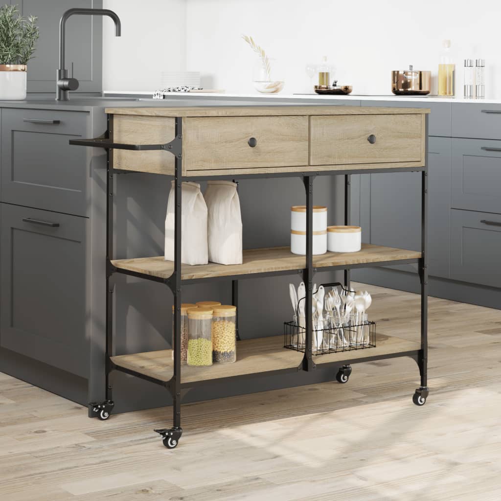 Kitchen trolley, oak, 105x42x95cm, treated wood