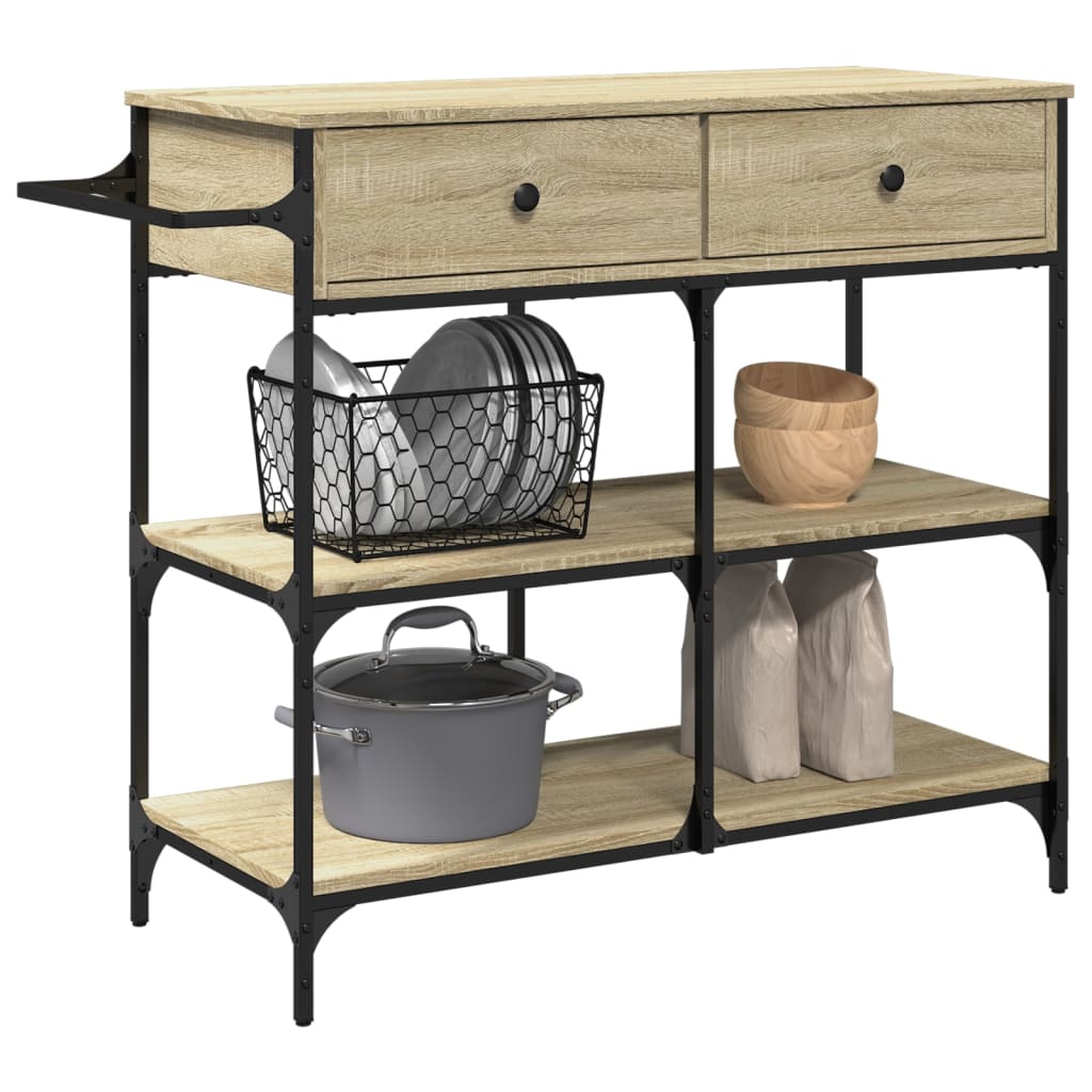 Kitchen trolley, oak, 105x42x95cm, treated wood