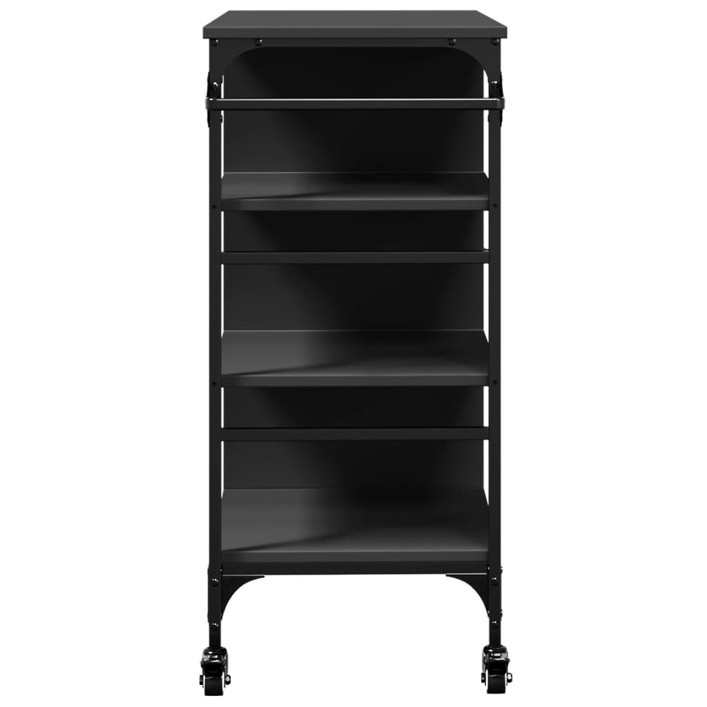 Kitchen trolley, black, 87.5x38.5x84.5cm, engineered wood