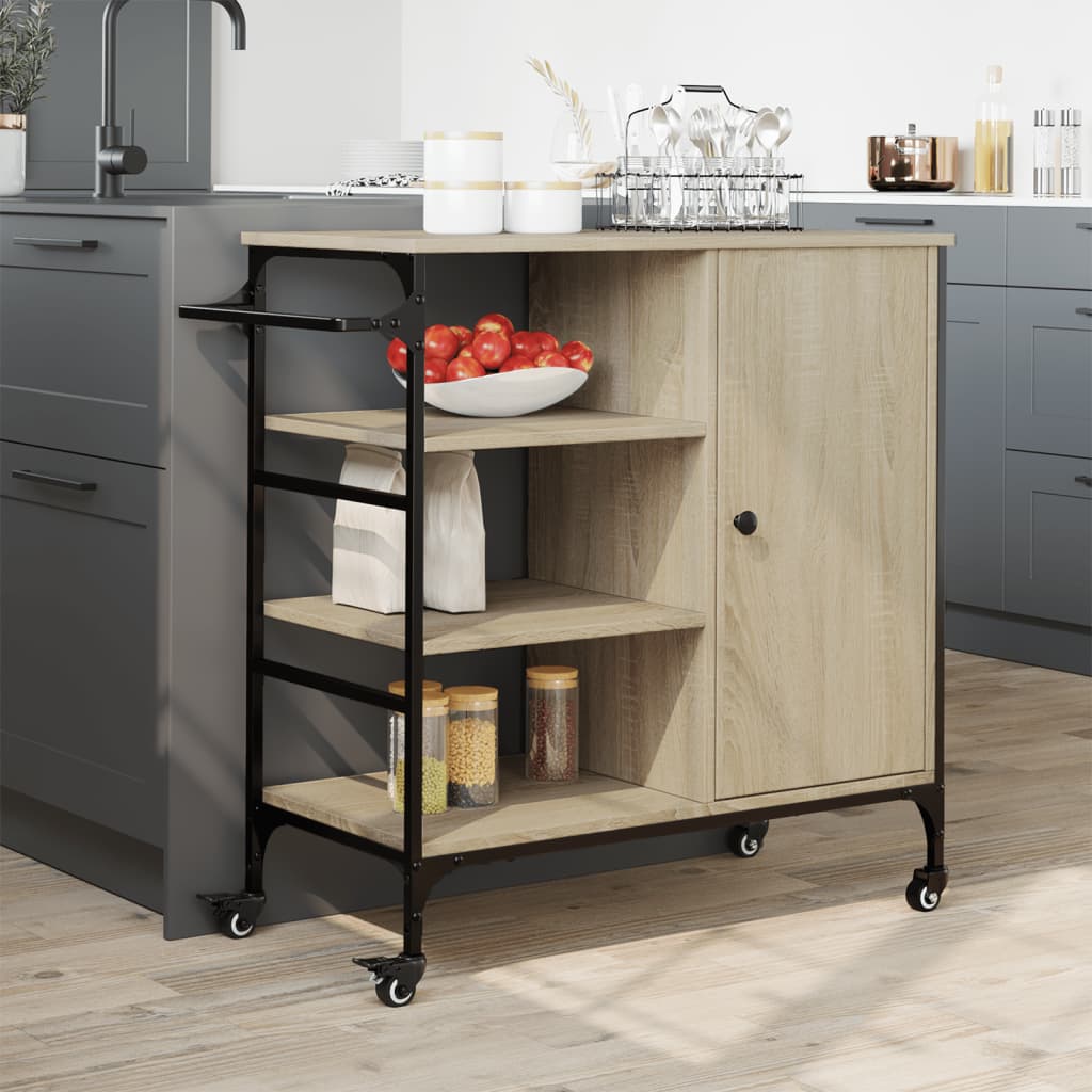 Kitchen trolley, oak, 87.5x38.5x84.5cm, treated wood